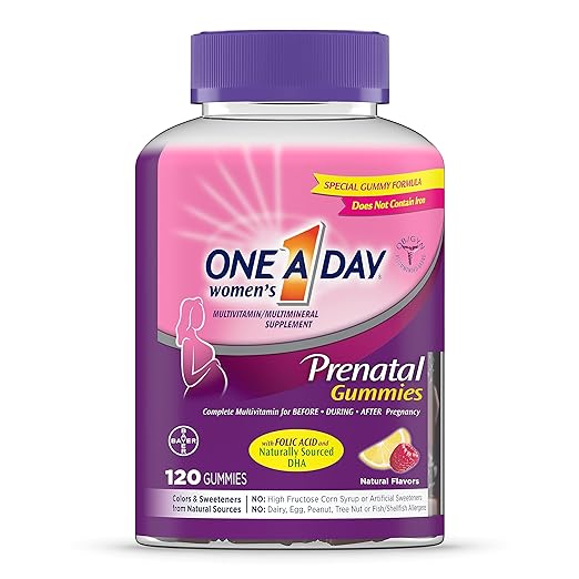 One A Day Women’s Prenatal Multivitamin Gummies Including Vitamin A, C, D, B6, B12, Folic Acid & more, 120 Count, Supplement for Before and During Pregnancy