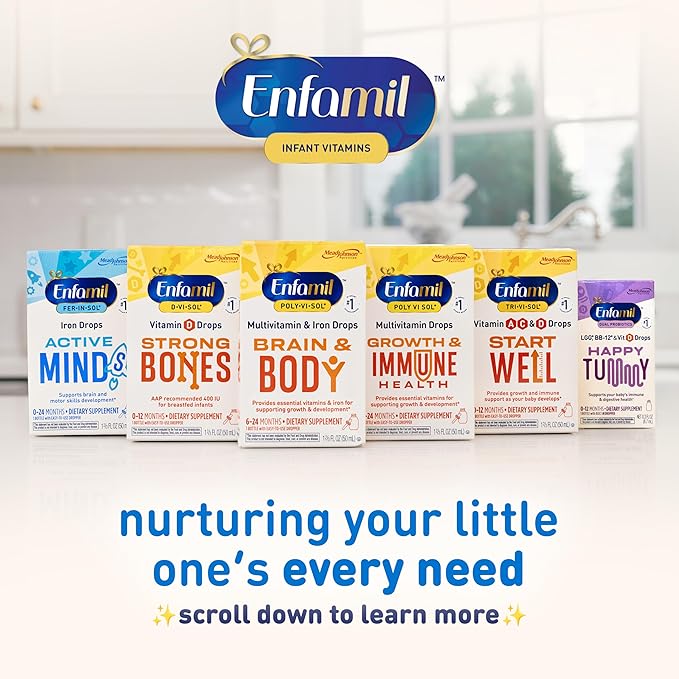 Enfamil Fer-In-Sol Iron Supplement Drops for Infants & Toddlers, Supports Brain Development, 50 mL Dropper Bottle, Pack of 3