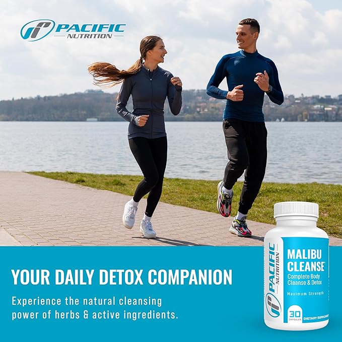 Full Body Detox - Malibu Cleanse Complete Body & Intestinal Cleanse with Senna Leaf, Cascara Sagrada Bark & Aloe Vera - Natural Detox for Men’s & Women’s Health, 30 Capsules