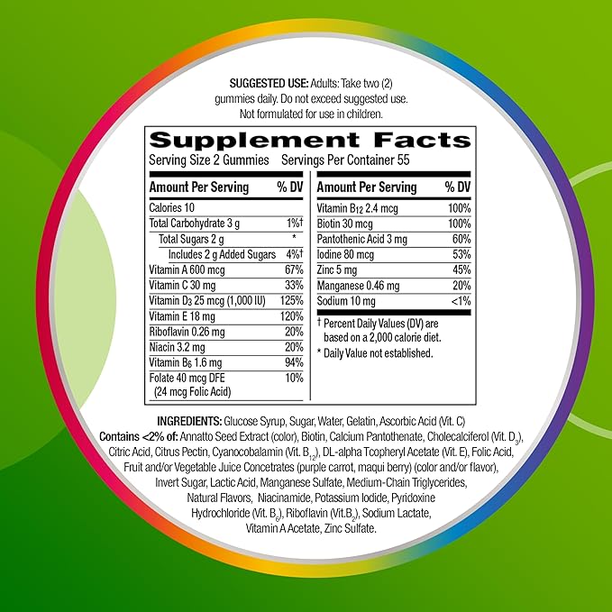 Centrum MultiGummies Gummy Multivitamin for Adults, Multivitamin/Multimineral Supplement with Vitamins D, B and E, Assorted Fruit Flavor - 180 Count
