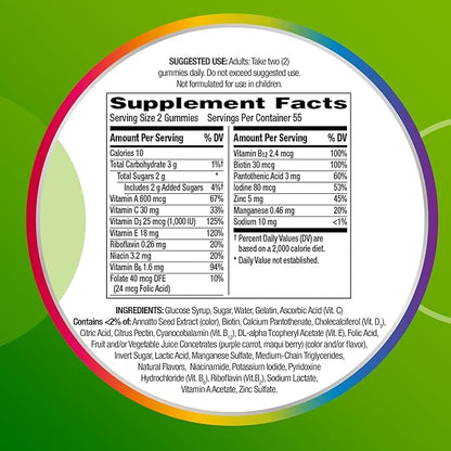 Centrum MultiGummies Gummy Multivitamin for Adults, Multivitamin/Multimineral Supplement with Vitamins D, B and E, Assorted Fruit Flavor - 180 Count