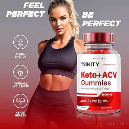 Trinity Keto+ACV Gummies for Advanced Weight Loss, All Natural Apple Cider Vinegar Supplement, 500 mg (180 Gummies)