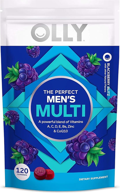 OLLY Men's Multivitamin Gummy, Immune Support, Vitamins A, C, D, E, B, Lycopene, Zinc, BlackBerry, 60 Day Supply - 120 Count