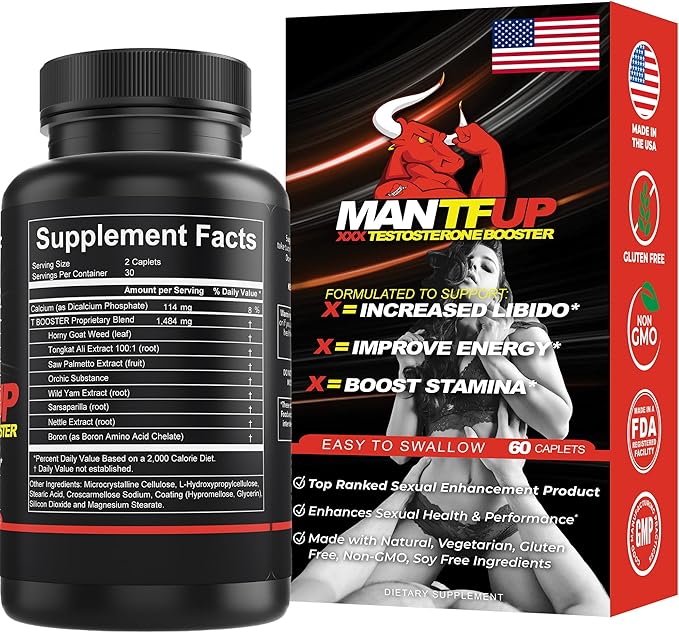 Vitality Enhancer for Men | Fast-Acting Testosterone Booster & Daily Supplement to Support Male Health & Libido | Potenciadores de Testosterona | Made in USA (1 Month Supply, 60 Caplets)