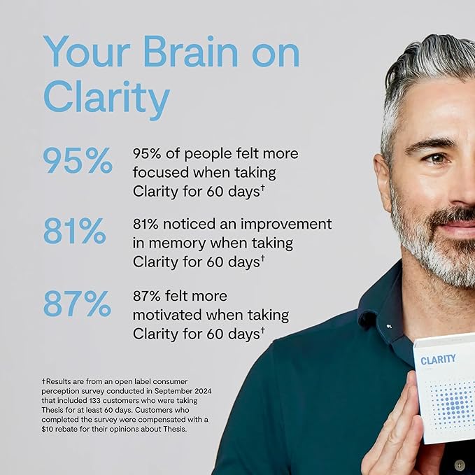 Clarity - Focus Supplements with Nootropics for Daily Brain Support - Lion's Mane & Alpha GPC to Support & Maintain Focus (12 Servings)