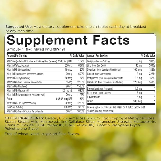 POWERALL Adult Multivitamin for Men and Women, Immunity Support, with Vitamins A, C, D3, E, K1 and B Vitamins, 90 Count