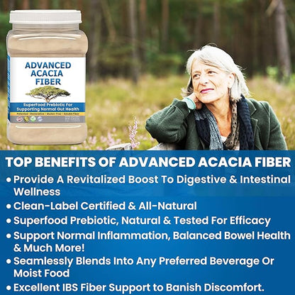 Kidney Restore Acacia Fiber Powder Prebiotic Soluble Fiber Powder Perfect Bathroom Trips, Digestion, IBS Relief, Leaky Gut Repair 24oz w/Scooper