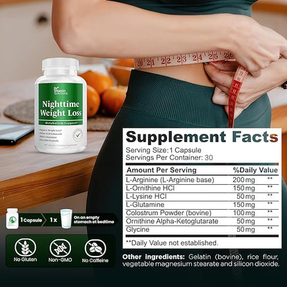 DR. Vitamin Nighttime Fat Burner Supplements - Appetite Suppressants for Weight Loss - Night-Time Fat Burner for Women and Men Supporting Sleep & Relaxation - Metabolism Booster Weight Loss Pills - 30