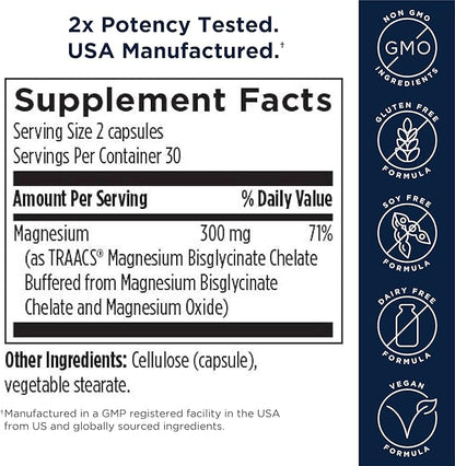 Designs for Health Magnesium Glycinate Complex - Chelated Magnesium Bisglycinate + High Absorption Magnesium Oxide for Heart Health, Immune Support & Bone Strength - Vegan (60 Capsules)