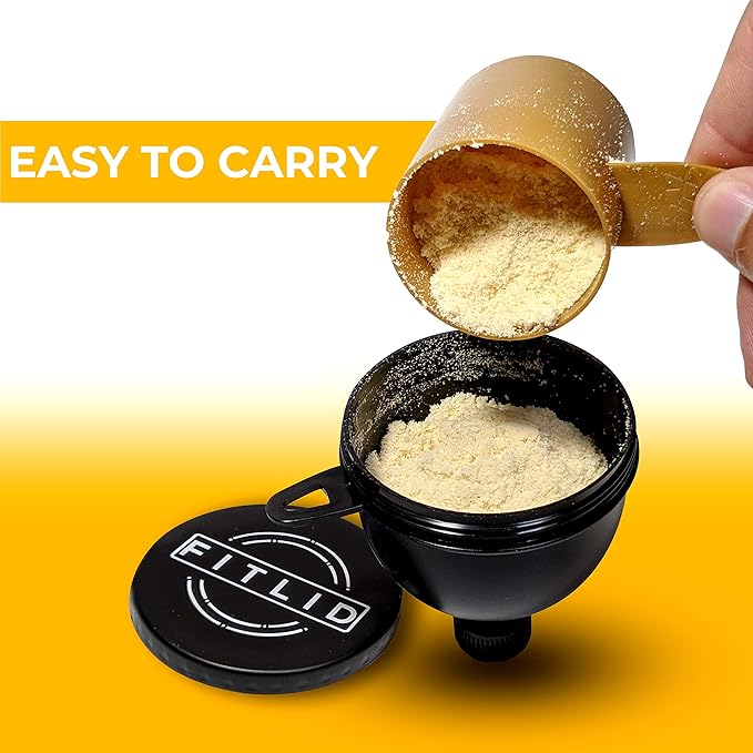 Small & Large 2-Pack Portable Protein Supplement Funnels, Great for Pre-Workout, BCAA's, and Protein Powder. Easy & Mess Free Container for Workout, Travel, to-Go, Fitness, WOD.