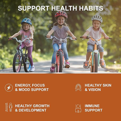 Kids Multivitamin Gummies (90 Count) | Kids Vitamins Gummies | Chewables Vitamin for Kids | Immune & Growth Support | Sugar & Gluten Free | Orange Flavour Gummies | 1 Month Supply