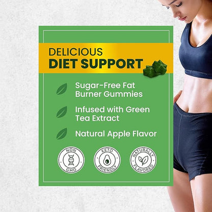 Nobi Nutrition Green Tea Fat Burner Gummies for Weight Loss | Metabolism Boost & Appetite Suppressant with Green Coffee Bean Extract & Garcinia Cambogia | Pills to Burn Belly Fat for Women & Men