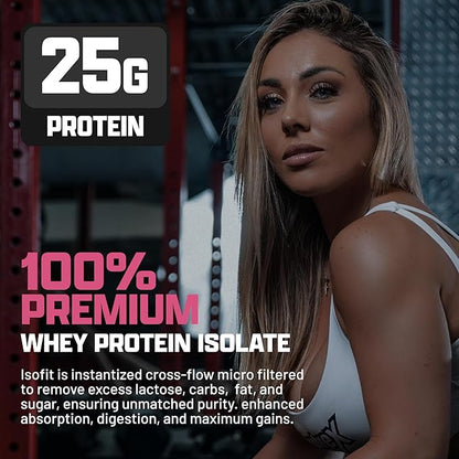 Nutrex Research IsoFit Whey Protein Powder Instantized 100% Whey Protein Isolate (70 Servings, Strawberries & Cream)