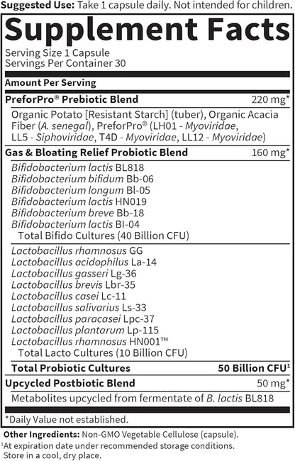 Garden of Life Dr Formulated Once Daily 3-in-1 Complete Prebiotics, Postbiotics & Probiotics for Women and Men - PRE + PRO + POSTBIOTIC Supplement for Gas & Bloating - 50 Billion CFU, 30 Day Supply