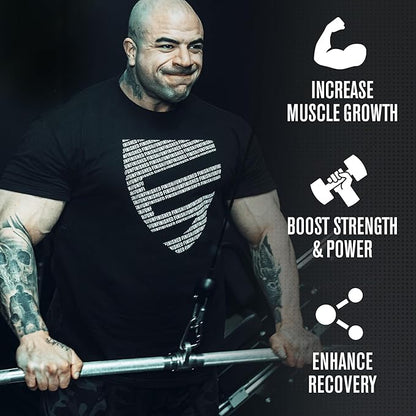 Jacked Factory Creatine Monohydrate + HMB - Creatine HMB Supplement & Lean Muscle Building Agent with Vitamin D - Increase Muscle Growth, Strength, Enhanced Energy - 30 Servings, Unflavoured