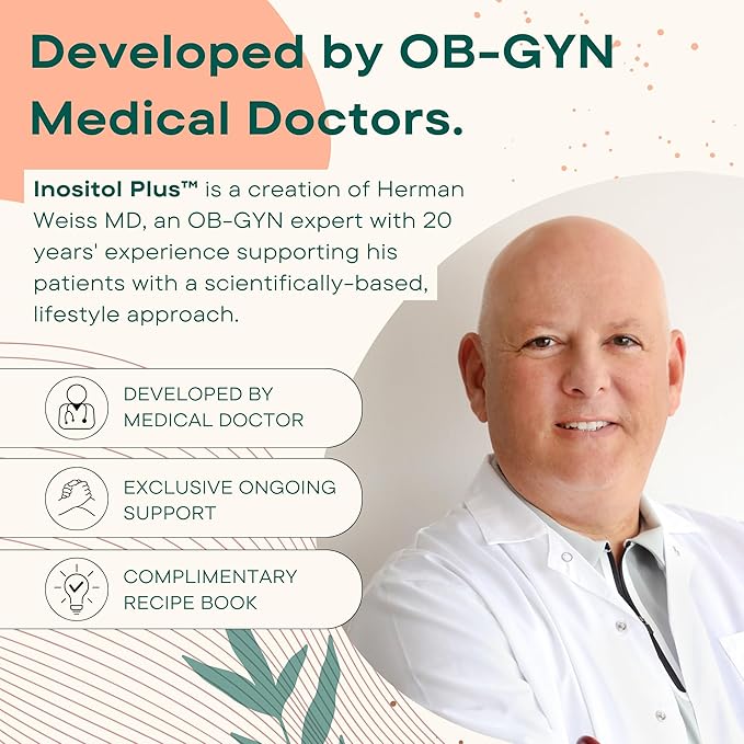 Inositol Plus Supplement for Women | Ovarian Health, Hormone Balance, Fertility, Ovulation | 40:1 Myo-Inositol D-Chiro & 12 Ingredients | Developed by Medical Doctor | 120 Capsules