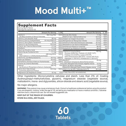 Jarrow Formulas Multi+ Mood Multivitamins for Occasional Stress Resistance, 60 Tablets, 30 Day Supply