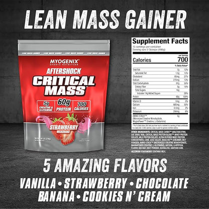 Myogenix Critical Mass - Cookies and Cream Flavored Muscle Mass Weight Gain Supplement, Zero Lactose Protein Powder, Anabolic Whey Protein (6.01 lbs)