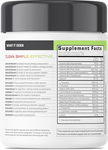 Forgge Focus Energy Drink Powder - Lion’s Mane, Alpha-GPC, L-Theanine and Nootropics for Focus - Vitamins + Electrolytes - Natural Caffeine, Sugar Free (Sour Burst)