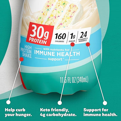 Premier Protein Shake, Cake Batter, 30g Protein, 1g Sugar, 24 Vitamins & Minerals, Nutrients to Support Immune Health, 11.5 Fl Oz, 12 Count