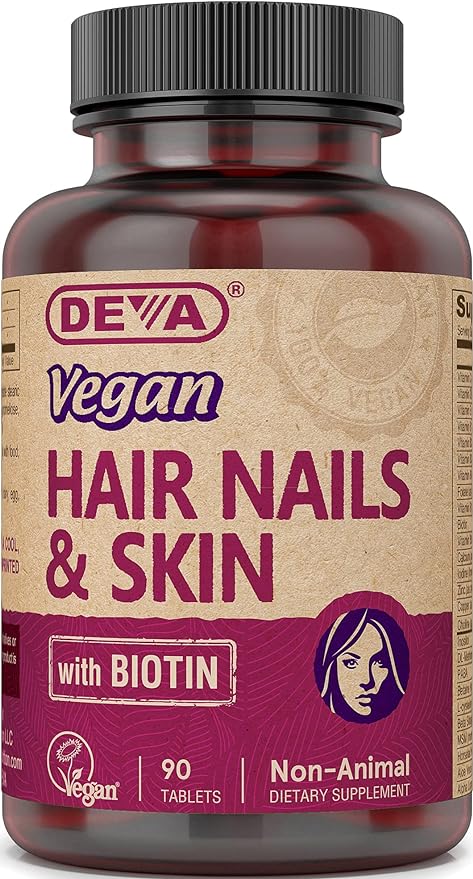 DEVA Vegan Hair, Nails & Skin Vitamins & Minerals with Biotin, Supplement, 90 Tablets