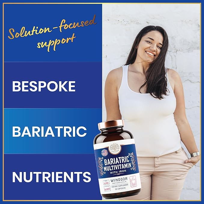 Bariatric Multivitamin with Iron - 45mg Iron Easy to Swallow, One a Day Bariatric Vitamins for Women and Men - Gastric Bypass, Gastric Sleeve Recovery - Bariatric Iron Vitamin Multivitamins - 30 Caps