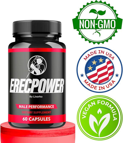 Erecpower for Men Capsules, Erecpower Pills, Erecpower Male Performance, Erecpower Capsules, Erecpower Capsules Multivitamin Men Health, Erecpower Advanced Formula, 60 Capsules for 1 Month
