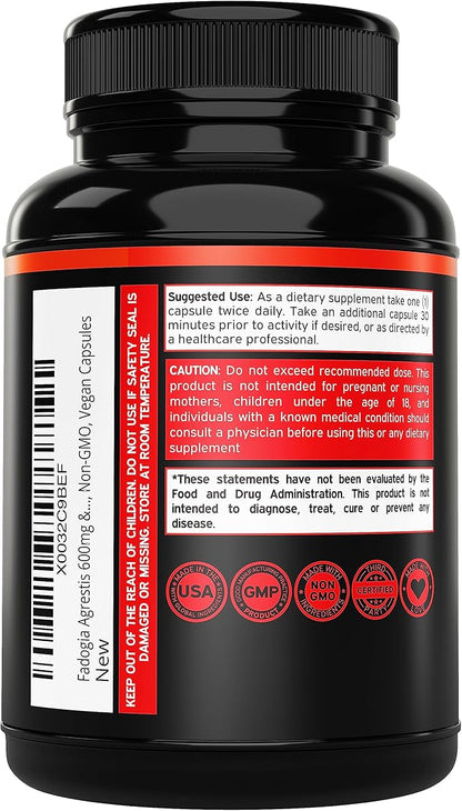 Fadogia Agrestis and Tongkat Ali Supplement Performance Blend - (120 Capsules) - [Maximum Strength] - Strength, Drive, Athletic Performance & Muscle Mass - Gluten Free, Non-GMO, Vegan Capsules