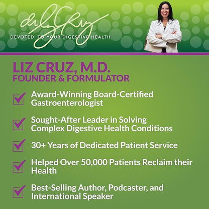 Dr. Liz Cruz Gastro Greens - Greens Supplement, Dietary Supplements with Herbs, Supplements for Women, Men, and Children, Non-GMO, Whole Food Based, 90 Veggie Capsules