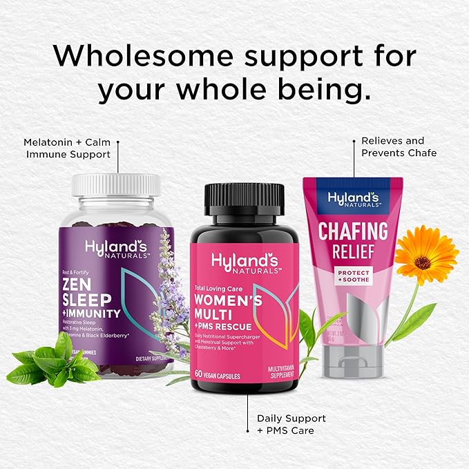 Hyland's Total Loving Care Multivitamin for Women + PMS Rescue - 60 Vegan Capsules - with L-Theanine for Focus & Stress Relief Support with Chasteberry & Dong Quai for Menstrual Support