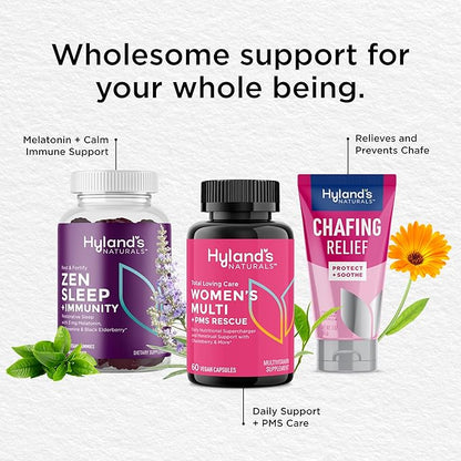 Hyland's Total Loving Care Multivitamin for Women + PMS Rescue - 60 Vegan Capsules - with L-Theanine for Focus & Stress Relief Support with Chasteberry & Dong Quai for Menstrual Support