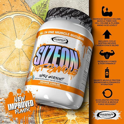 Gaspari Nutrition SizeOn, The Ultimate Hybrid Intra-Workout Amino Acid & Creatine Formula, Increased Muscle Volume & Muscle Recovery (3.59 Pound, Orange Cooler)