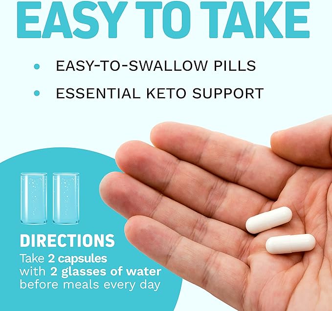 Herbtonics High Strength Keto Capsules with Bioperine for Enhanced Absorption – Gluten-Free BHB Salts for Ketosis, Fasting, and GLP-1 Support. Boosts Energy & Focus. 60 Vegan Capsules