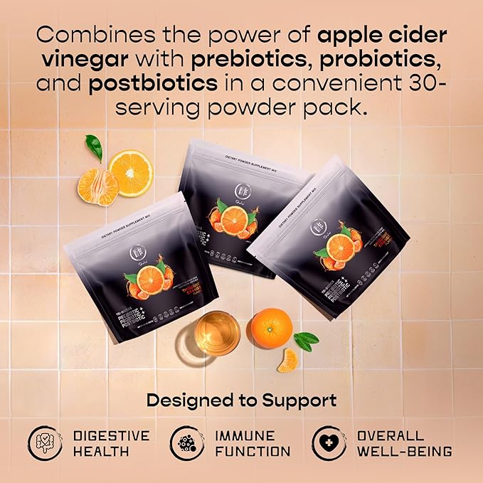 Gut Health Tribiotic Drink Mix - Postbiotics, Prebiotics and Probiotics - High Fiber - Gut Health for Men & Gut Health for Women - Probiotics for Women & Probiotics for Men - 30 Servings Tangerine