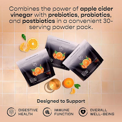 Gut Health Tribiotic Drink Mix - Postbiotics, Prebiotics and Probiotics - High Fiber - Gut Health for Men & Gut Health for Women - Probiotics for Women & Probiotics for Men - 30 Servings Tangerine