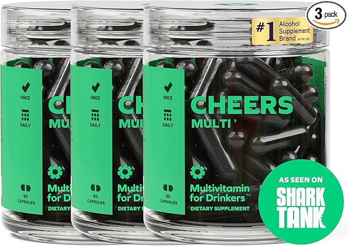Cheers Multi | Multivitamin for Drinkers | Replenish Lost Vitamins from Drinking & Support Overall Health | 90 Doses | Choline, Betaine, Niacin, B-Vitamins | Daily Multivitamin Supplement