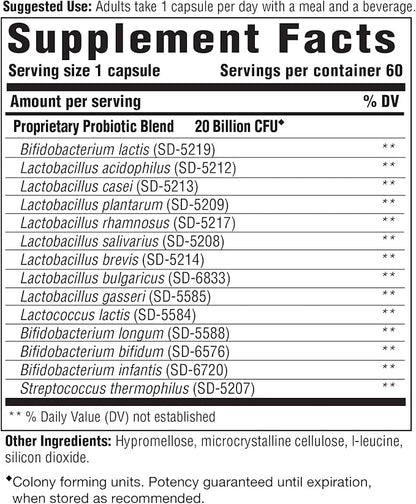 Innate Response Formulas Flora 20-14 Ultra Strength - Probiotic Supplement with 20 Billion CFU - 14 Probiotic Strains - Vegan and Non-GMO - Made Without 9 Food Allergens - 60 Caps