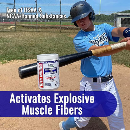 Youth Baseball & Softball in-Game Energy 10th Inning | Vitamins, Electrolytes, Amino Acids for Explosiveness, Stim-Free (30 Servings)