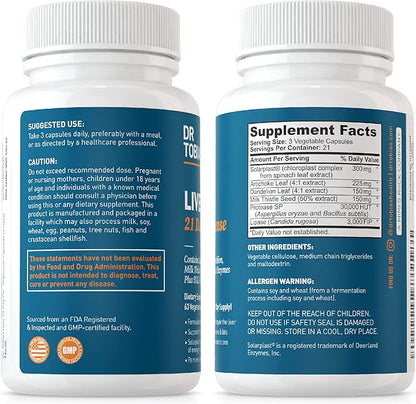 Dr. Tobias Liver 21 Day Cleanse, Herbal Liver Detox Cleanse with Solarplast, Artichoke Extract, Milk Thistle & Dandelion Extract, for Liver Cleanse & Detox, 63 Vegetable Capsules (3 Daily) (Pack of 2)