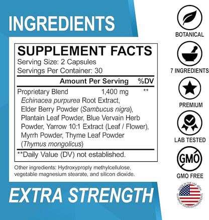 Lymphatic Drainage Supplements Pills - Lymphatic Support Total Herbal Cleanse Products with Echinacea Lymph System Support Supplement for Nodes Legs & Neck - Lymph Node Detox Lymphatic System Drainage