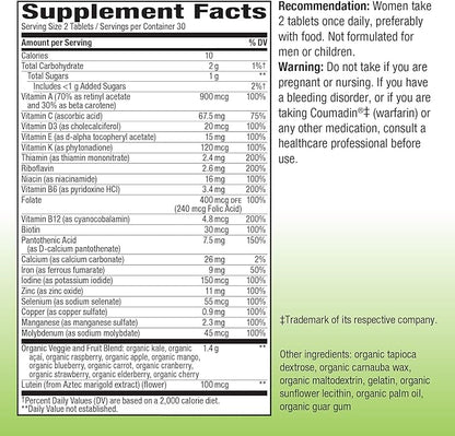 Nature's Way Alive! Garden Goodness Multivitamin for Women, High Potency B-Vitamins to Support Cellular Energy*, 1 Serving Veggies & Fruits**, 60 Tablets