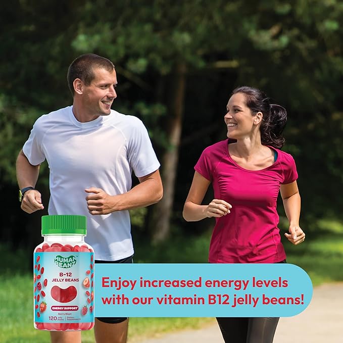 Methylated Vitamin B12, Jelly Bean Gummies for Adults, Brain Health and Energy Booster, Healthy Hair, Skin, and Nails, Nutritional Vegetarian Supplements, 120 Jelly Beans