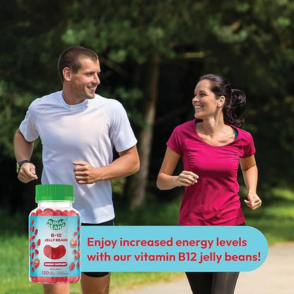 Methylated Vitamin B12, Jelly Bean Gummies for Adults, Brain Health and Energy Booster, Healthy Hair, Skin, and Nails, Nutritional Vegetarian Supplements, 120 Jelly Beans