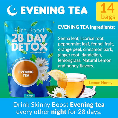 28 Day Detox Tea Kit- (2 PACK) - 2 Daytime Teas, 2 Evening Detox Teas Non GMO, Vegan, All Natural Detox and Cleanse