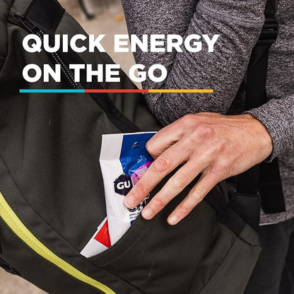 GU Energy Chews, Strawberry Energy Gummies with Electrolytes, Vegan, Gluten-Free, Kosher, 20 mg of Caffeine, and Dairy-Free On-the-Go Energy for Any Workout, 12 Bags (24 Servings Total)