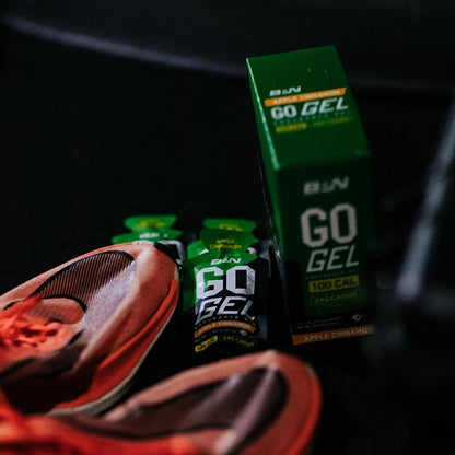 BARE PERFORMANCE NUTRITION, BPN Go Gel Endurance Gel, Vegan + Gluten Free Running Gel with 24g of Carbohydrates & 100 Calories per Gel Pack, 10 Single-Serving Gel Packs, Apple Cinnamon