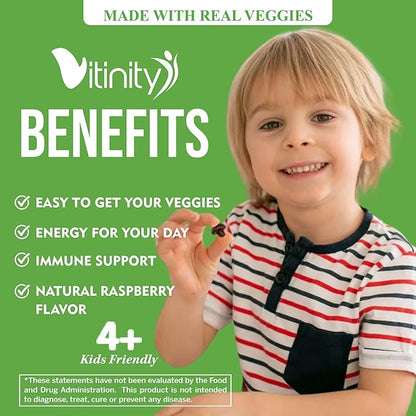 Made with Real Super Veggies Delicious Gummy Supplement,Men,Women & Kids(60 Chews),30 Veggies,Herbs,Fruit and Vegetable Vitamins,Non-GMO,Pectin-Based,Gluten-Free,No More Pills (30 Day Supply)