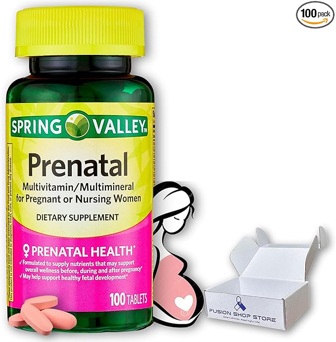 Spring Valley Prenatal Vitamins- Multivitamin Multimineral for Pregnant and Nursing Women Supplement Tablets 100 Ct, Boxed by Fusion Shop Store
