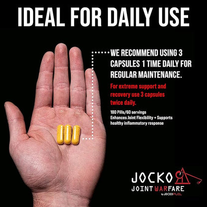 Jocko Fuel Joint Support Supplement - Glucosamine MSM for Joint Pain, Mobility, & Flexibility w/Turmeric & Boswellia (180 Capsules)