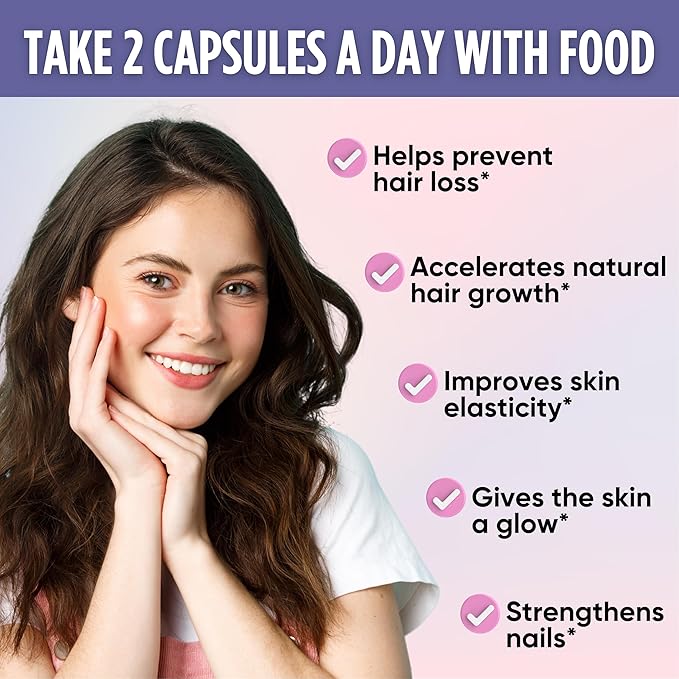 healblend Hair Skin and Nails Vitamins for Women with Biotin 5000 mcg, Iron and Manganese | Vegan, Non-GMO | 60 Capsules